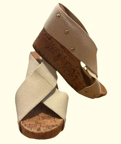 Montego Bay Club Tally Women's 8 Cross Cross Slide Sandal Cork Platform Wedge