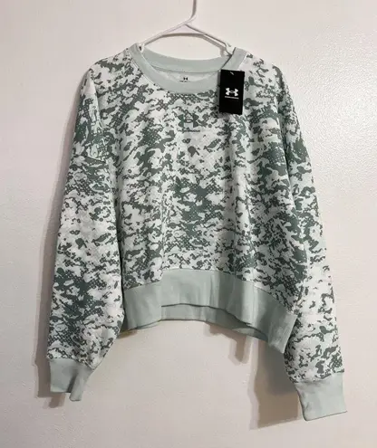 Under Armour NEW NWT Women's UA Rival Fleece Camo Crew Medium Opal Green Long Sleeve Pullover