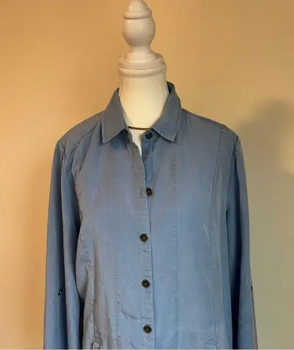 Soft Surroundings Tencel Island Breeze Button Down Shirt Tunic Size Large