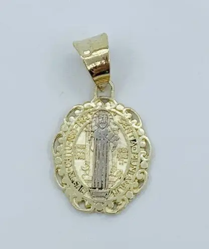 ✨ 10k solid gold pendant San Benito Pendant Small ✨ Pendant St Benedict medallion 13mm ✨