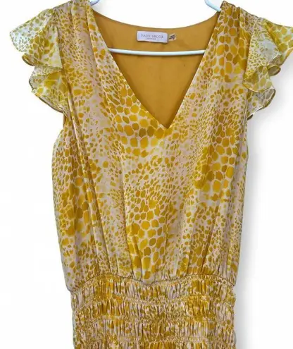 Ramy Brook S Ethereal mini dress vibrant leopard print ruffle Yellow Flutter