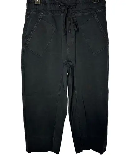 WILT Black Wide Straight Leg Crop Casual Drawstring Sweatpants XS