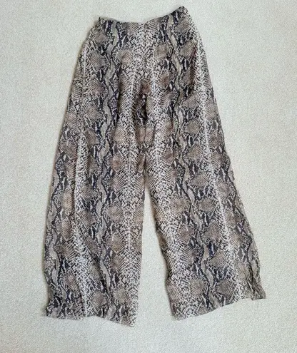 Ralph Lauren Purple Label Python Print Silk Chiffon Palazzo Pants Womens 4 NWT Brown