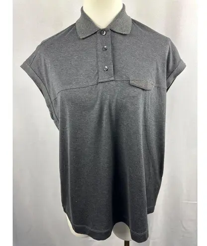 Brunello Cucinelli Women’s Sleeveless Gray Polo Size Sm Monili detail