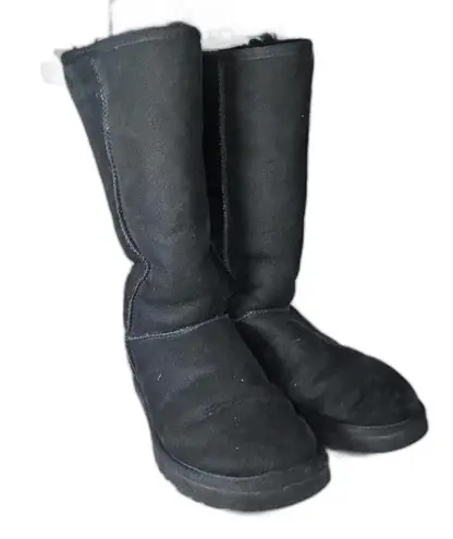 UGG Classic Tall II Black Suede Sheepskin Boots Women's size 8