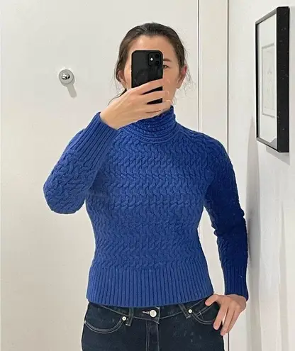 DREYDEN Cobalt Blue Knit 100% Merino Wool High Neck Dyer Sweater Size XS
