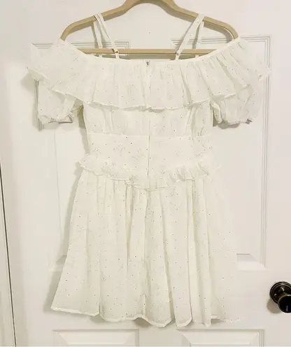 Vietnam White Y2K Cottage Ballet Barbie Lace Ruffle Off Shoulder Mini Dress