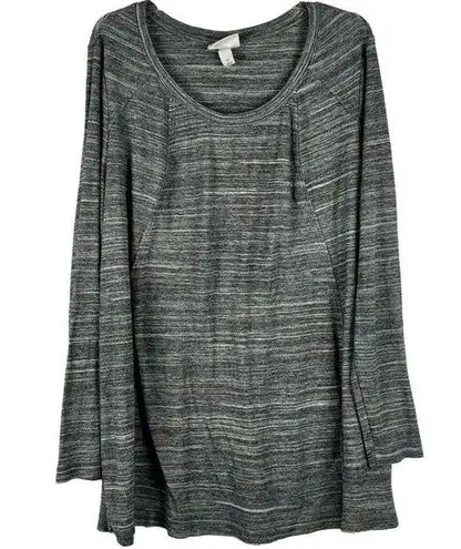 Ava & Viv  Gray Stripe Long Sleeve Crew Neck Tee Shirt 3X