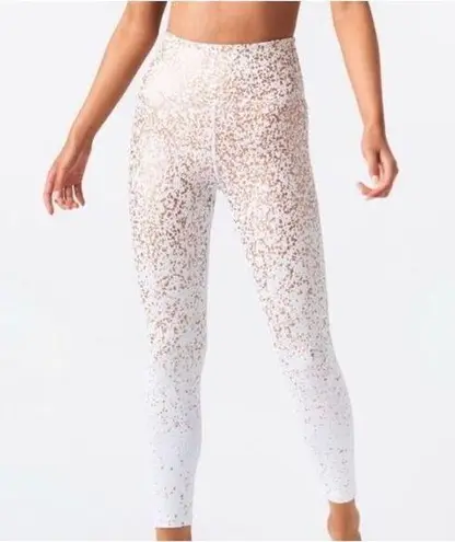 Zyia ACTIVE White Stay Gold Light N' Tight High Rise 7/8 Leggings Flecked