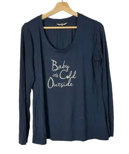 Soma Navy Blue Baby It's Cold Outside Long Sleeve T-Shirt M