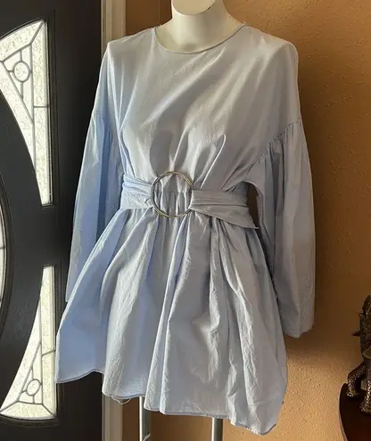 ZARA  blue oversized belted short dress