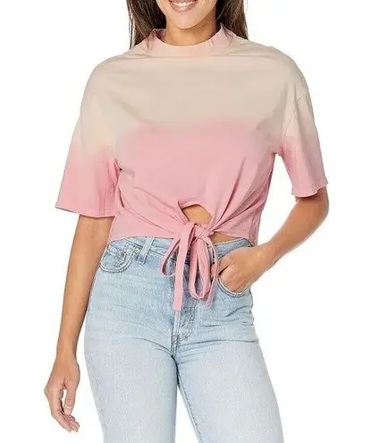 Hudson T-Shirt Women's Small Pale Rosette Short Sleeve Wrap Around Tee Top B62