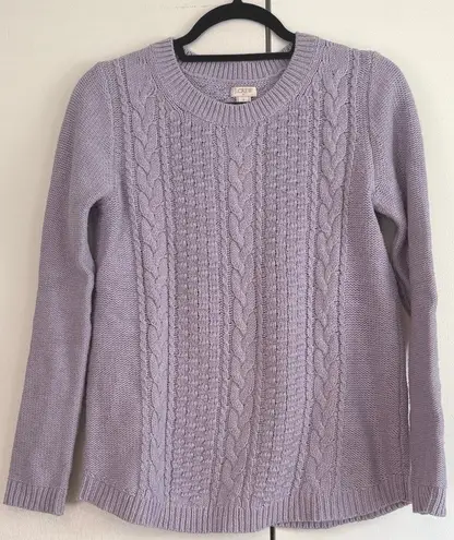 J.Crew Factory Popcorn Cable Sweater in Light Thistle | Size Small | Cozy Knit Purple