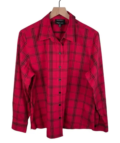 Foxcroft Wrinkle Free Shaped Fit Button Down Shirt Women's Size 14 Red Plaid - Image 1