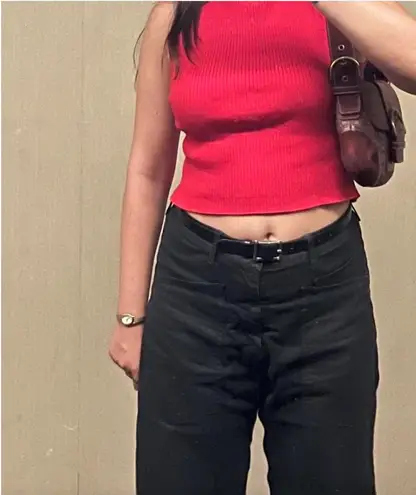 Red crop top with bows