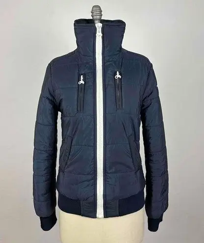 Moods Of Norway Navy Zip Up Puffer Jacket Size Medium Blue