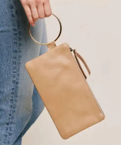 ABLE Fozi Leather Wristlet Bone Beige Color Tan