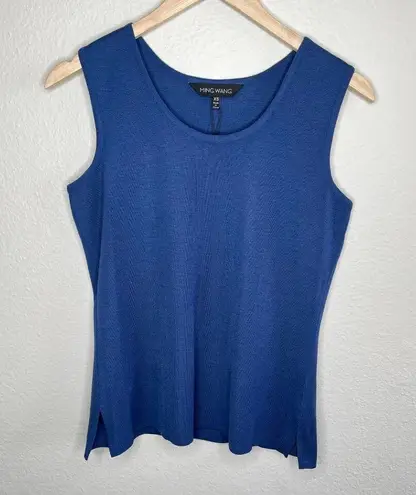 Ming Wang Womens Blue Knit Scoop Neck Tank Top Layering Shell Size XS
