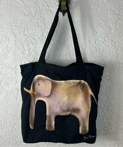 Jim Thompson x Vintage Thai Exclusive Jim Thompson Elephant Graphic Tote Bag Black