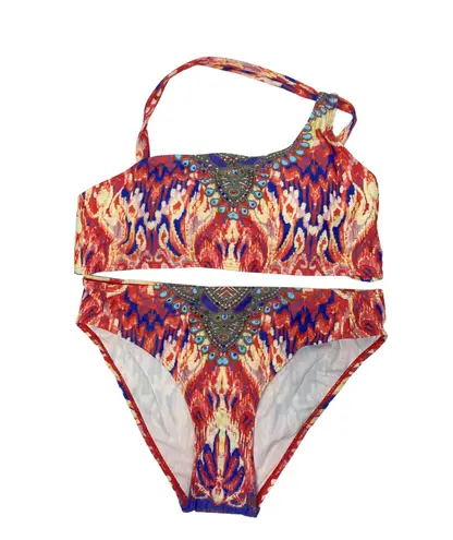 True Colours by La Moda Womens 2PC Embellished Bikini Swimsuit L Red Size L