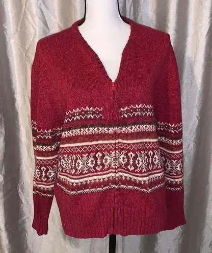 Carly St Claire red tassel full zip cardigan sweater Size XL