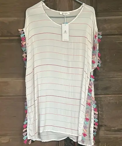 Cupshe  Colorful Striped and Tassel Trimmed Cover Up NWT Beach Swim Cover Up