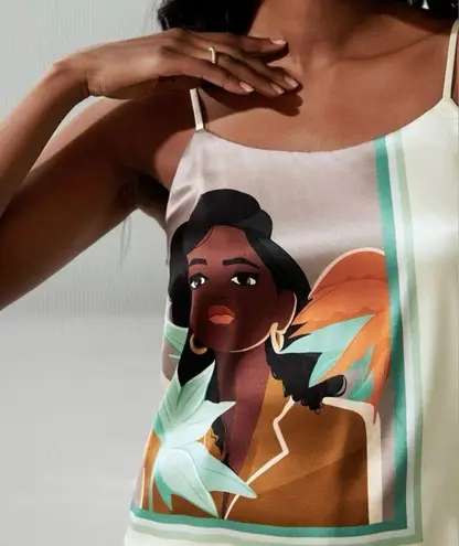 None MOTF X Nicholle Kobi 100% Silk Graphic Cami Top