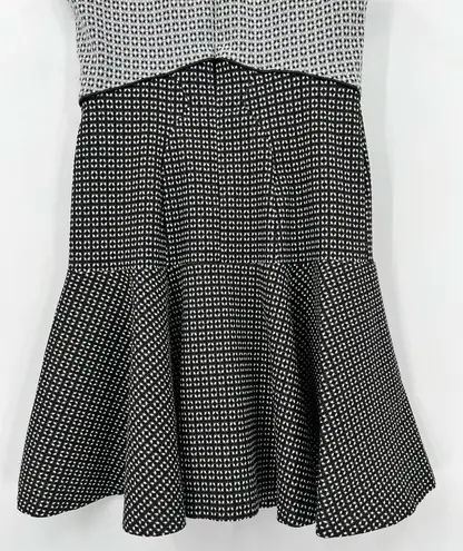 Zac Posen š NWT VOGUE Peplum Midi Dress Printed Stretch Zip Black Gray White 14