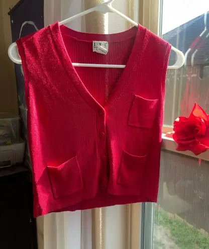 INC Vintage petite red three pocket vest