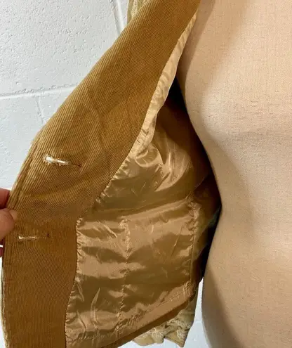 Misha Y2K Vintage Tan Corduroy Floral Embroidered Sequin Blazer Jacket Size XL