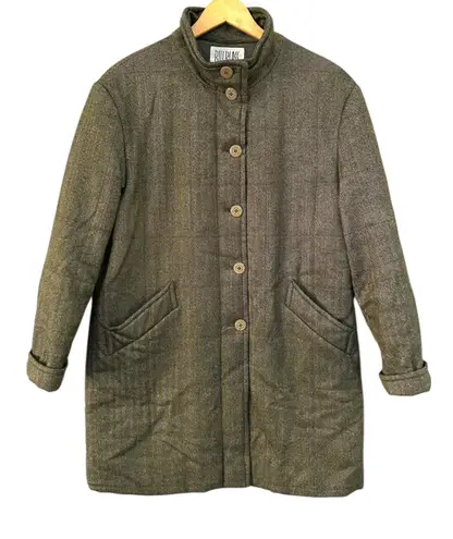 Bill Blass Vintage Loro Piana Wool Cashmere Herringbone Long Jacket Coat Size 14