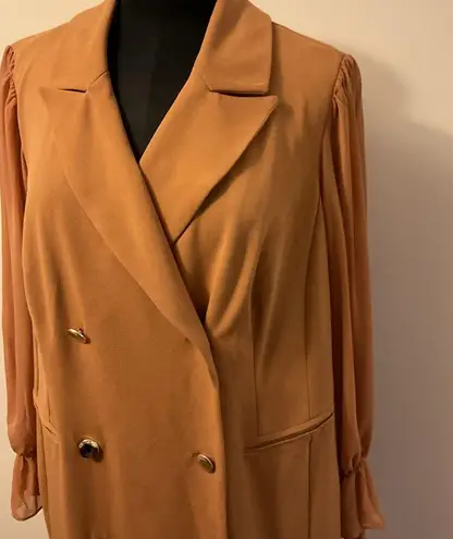 Shelby & Palmer 1. NWT Tan long sleeve double breasted blazer dress SZ 16 W