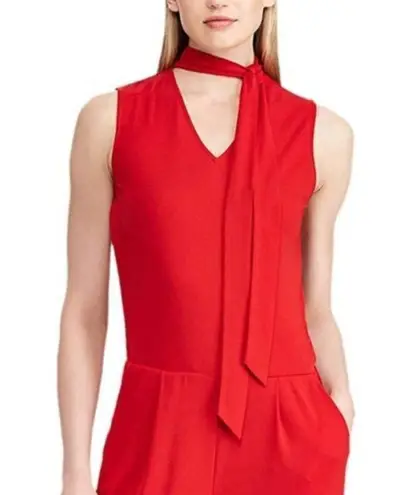 Lauren Ralph Lauren Jumpsuit XL NWT Simran Necktie Choker Cut Out Red Party