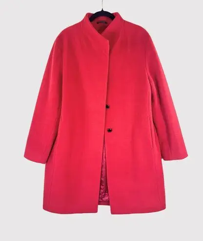 Cinzia Rocca Womens Jacket Red Wool Pea Coat Long Sleeve Italian Designer Large