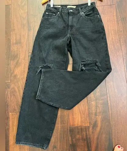 Levi's Levi’s Black Baggy Distressed Dad Jeans Size 25