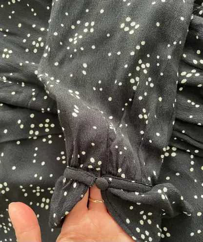 Privacy Please Revolve Wrap Black Polka Dot Ruffle Long Sleeve Mini Dress, size S