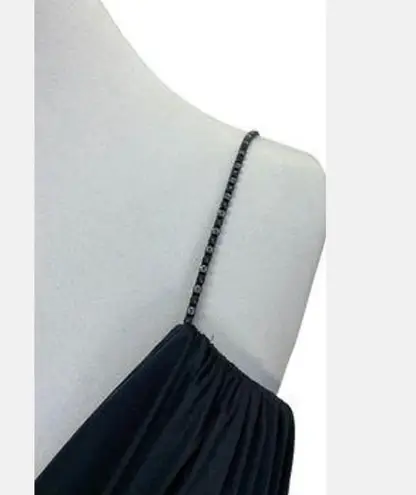 Betsy and Adam Sz 5 6 Vintage Dress Ruched Black Satin 80’s 90’s