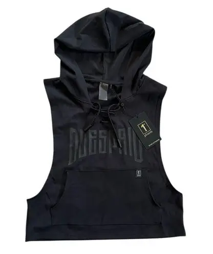 1st Phorm NWT Duespaid Lace Up Neck Cut Off Sleeveless Hoodie Women’s Size M Black Size M