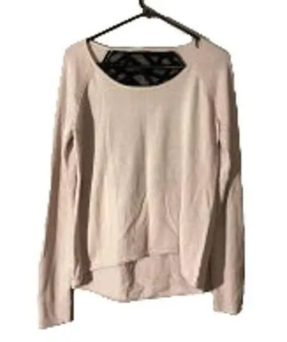 Catherine Malandrino Beige Long Sleeve 100% Wool Lace Detail Sweater Women SZ M