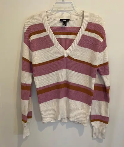 Paige Vneck Negin Pink & Gold Stripe Sweater