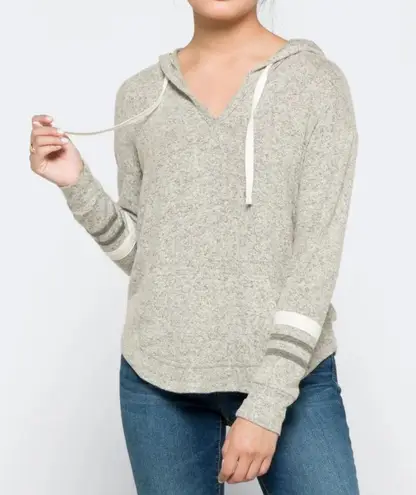 Market & Spruce Kallon Gray Brushed Knit Hoodie Size XS Petite
