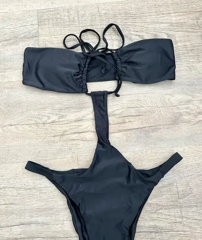 Matte Collection black cut out one piece bikini size M. thumbnail 3
