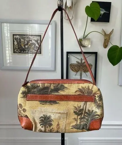 Tommy Bahama Vintage 90s Y2K  Palm Tree Tapestry Baguette Bag Purse