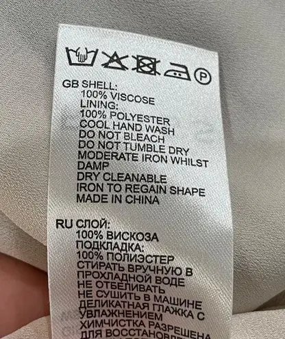 Reiss Gisele Smudge Print Midi Dress Black Cream Grey Womens Size 6