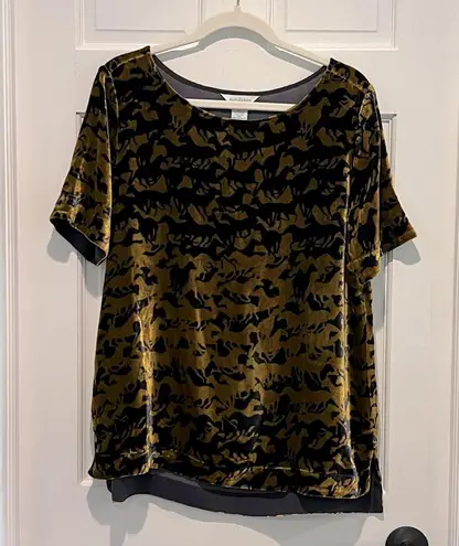 Sundance Roaming Dreams Velvet Silk Blend Top Tee Blouse Medium Horse Print