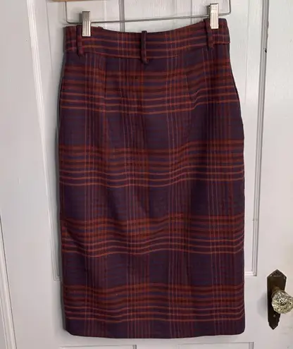 Wilfred Aritzia  Tartan Plaid Leona Button-front Midi Pencil Skirt W-387 Sz 4