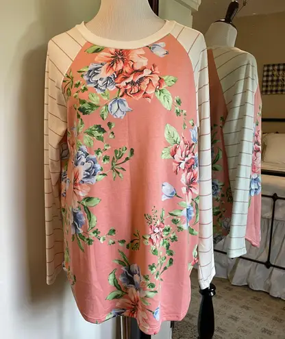 White Birch XL Pink Floral Long Sleeve Top