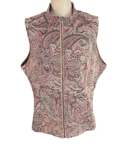 White Stag Vintage Tapestry Vest Brown Leaves Paisley XL