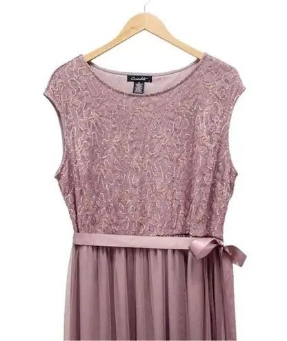 Candalite NWT Dress Formal Gown Mauve Tulle Skirt Lace Sequin Maxi Size XL NEW