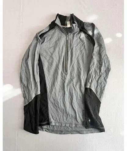 Smartwool Gray/Black Half Zip 1/2 Zip 100% Wool Womens Size